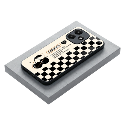 Cherry Checkered stylish phone case for redmi 12 5g | glossy glass and slim fit