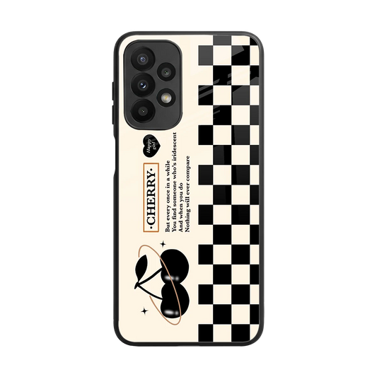 Cherry Checkered back phone cover | glass case for samsung galaxy a23