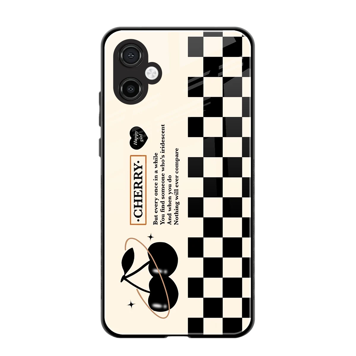 Cherry Checkered back phone cover | glass case for samsung galaxy a06 5g