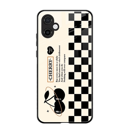 Cherry Checkered back phone cover | glass case for samsung galaxy a06 5g