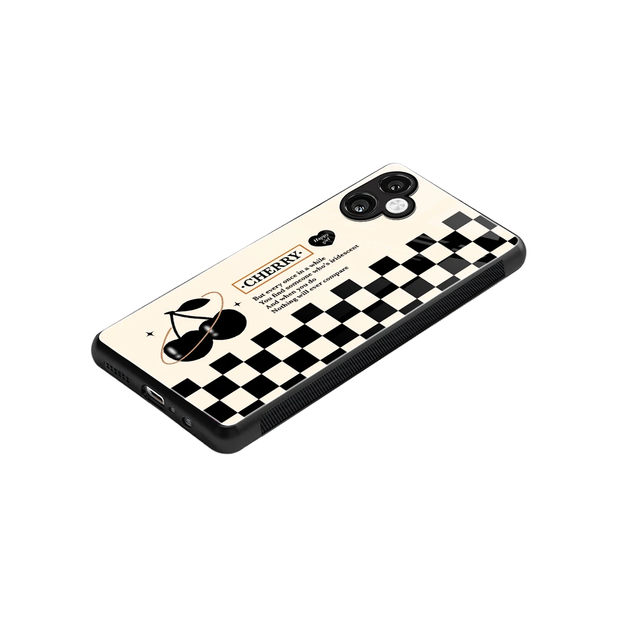Cherry Checkered stylish phone case for samsung galaxy a06 5g | glossy glass and slim fit