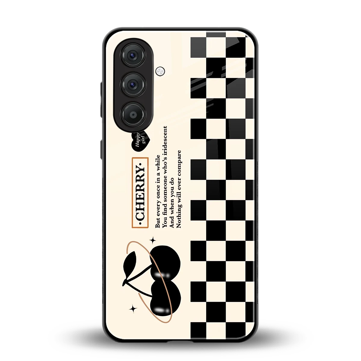 Cherry Checkered back phone cover | glass case for samsung galaxy m35 5g