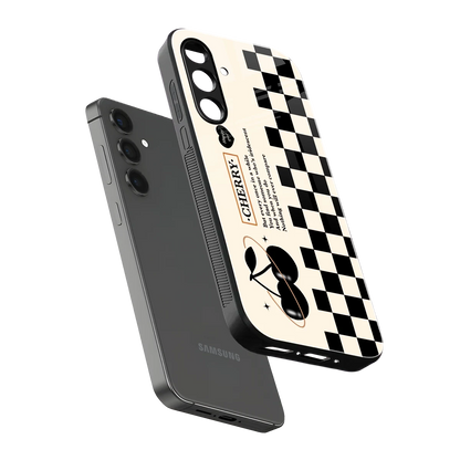 Cherry Checkered sleek samsung galaxy m35 5g cover with tempered glass back and TPU edges