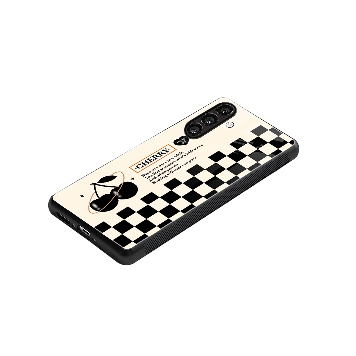 Cherry Checkered stylish phone case for samsung galaxy m35 5g | glossy glass and slim fit