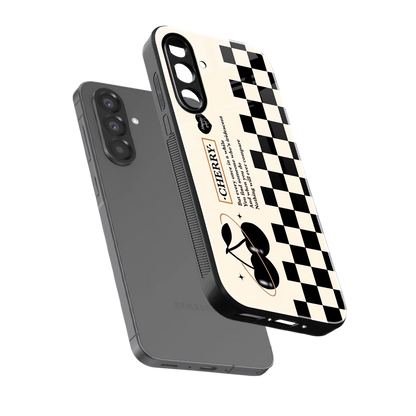 Cherry Checkered sleek samsung galaxy a36 5g cover with tempered glass back and TPU edges