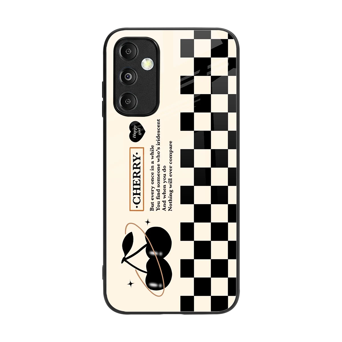 Cherry Checkered back phone cover | glass case for samsung galaxy m14 5g