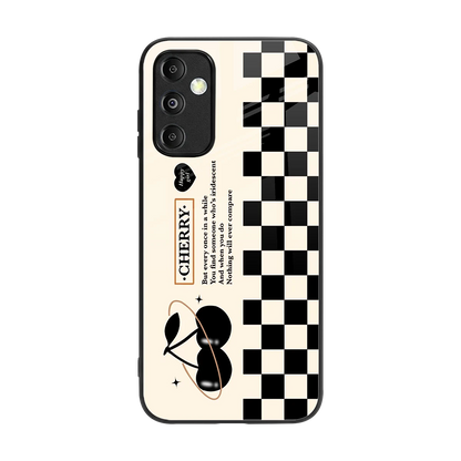 Cherry Checkered back phone cover | glass case for samsung galaxy m14 5g