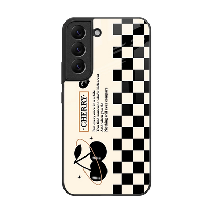 Cherry Checkered back phone cover | glass case for samsung galaxy s22