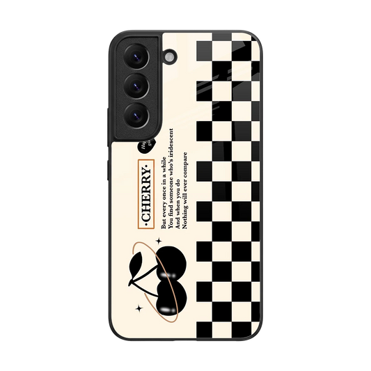 Cherry Checkered back phone cover | glass case for samsung galaxy s22