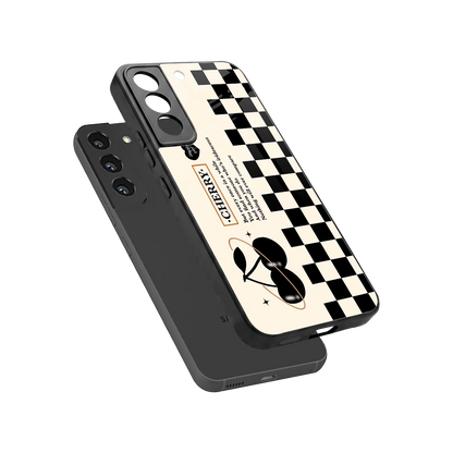Cherry Checkered sleek samsung galaxy s22 cover with tempered glass back and TPU edges
