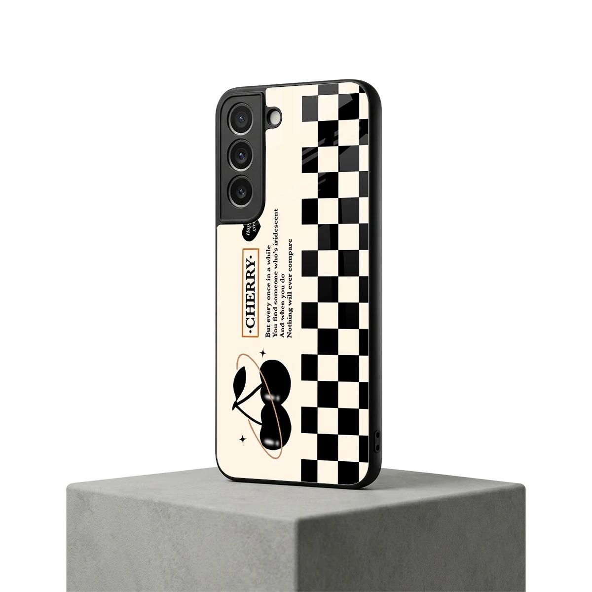 Cherry Checkered samsung galaxy s22 mobile cover | shockproof glass phone case