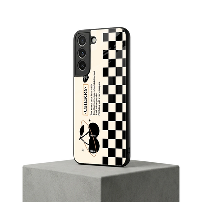 Cherry Checkered samsung galaxy s22 mobile cover | shockproof glass phone case