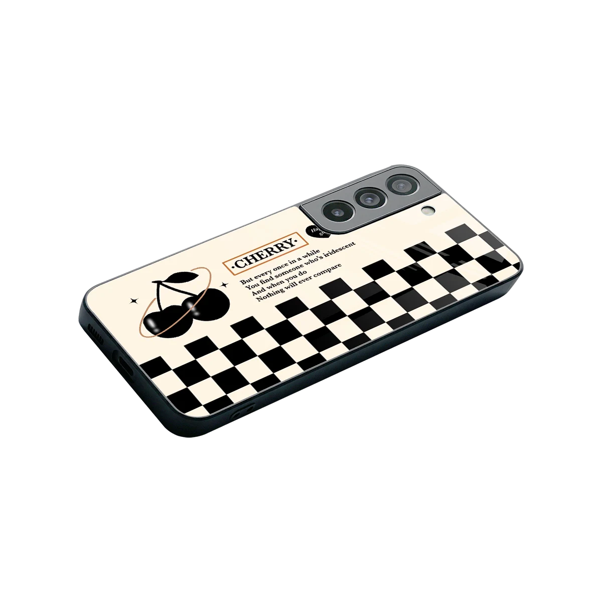 Cherry Checkered stylish phone case for samsung galaxy s22 | glossy glass and slim fit