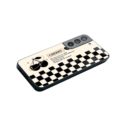 Cherry Checkered stylish phone case for samsung galaxy s22 | glossy glass and slim fit