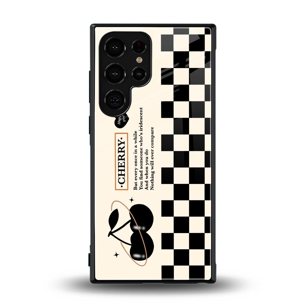 Cherry Checkered back phone cover | glass case for samsung galaxy s23 ultra