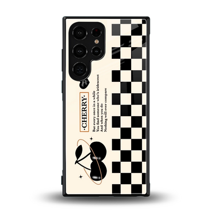 Cherry Checkered back phone cover | glass case for samsung galaxy s23 ultra