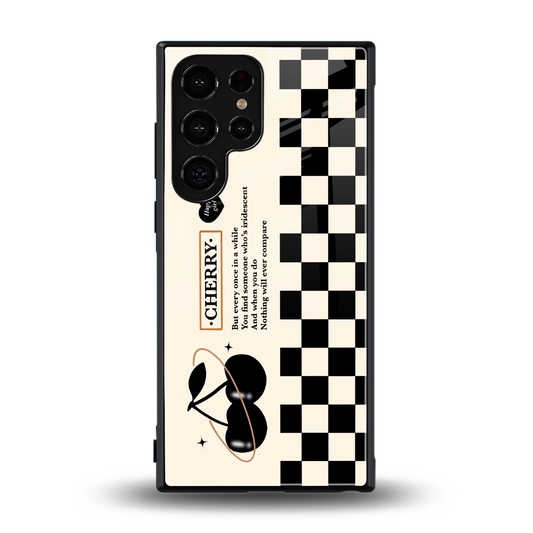 Cherry Checkered back phone cover | glass case for samsung galaxy s23 ultra