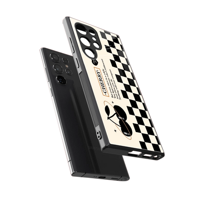 Cherry Checkered sleek samsung galaxy s24 ultra cover with tempered glass back and TPU edges