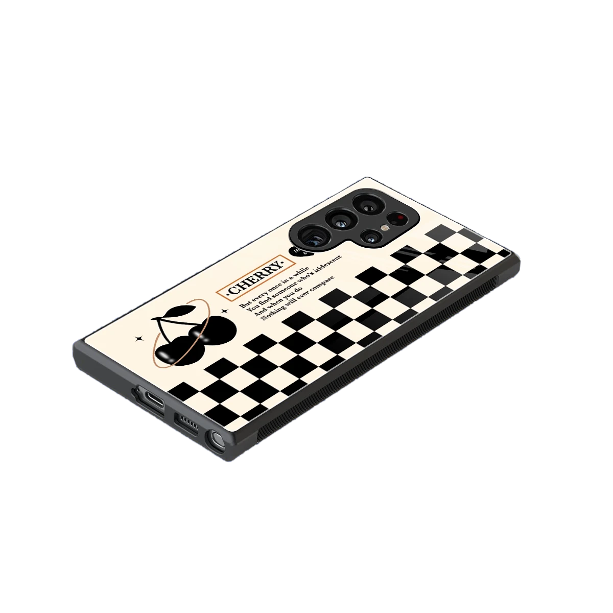 Cherry Checkered stylish phone case for samsung galaxy s23 ultra | glossy glass and slim fit