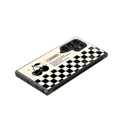 Cherry Checkered stylish phone case for samsung galaxy s24 ultra | glossy glass and slim fit