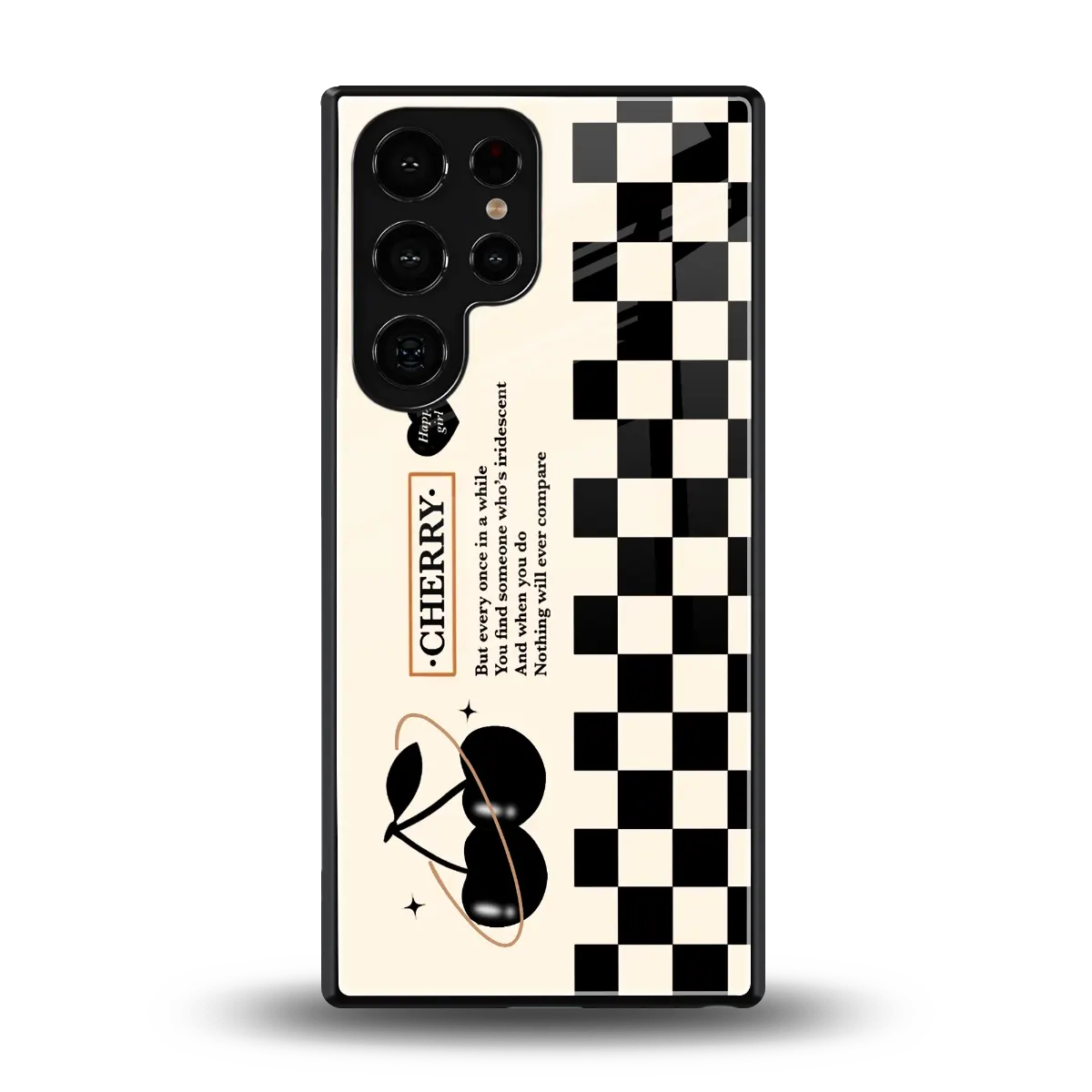 Cherry Checkered back phone cover | glass case for samsung galaxy s26 ultra
