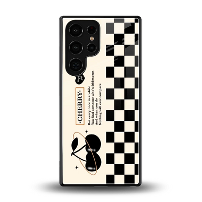 Cherry Checkered back phone cover | glass case for samsung galaxy s26 ultra