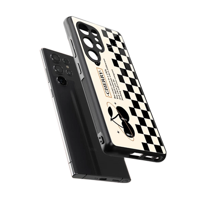 Cherry Checkered sleek samsung galaxy s25 ultra cover with tempered glass back and TPU edges