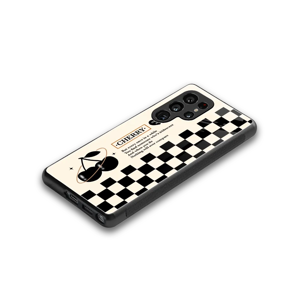 Cherry Checkered stylish phone case for samsung galaxy s25 ultra | glossy glass and slim fit