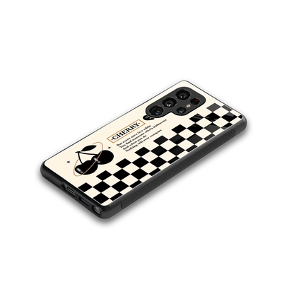 Cherry Checkered stylish phone case for samsung galaxy s26 ultra | glossy glass and slim fit