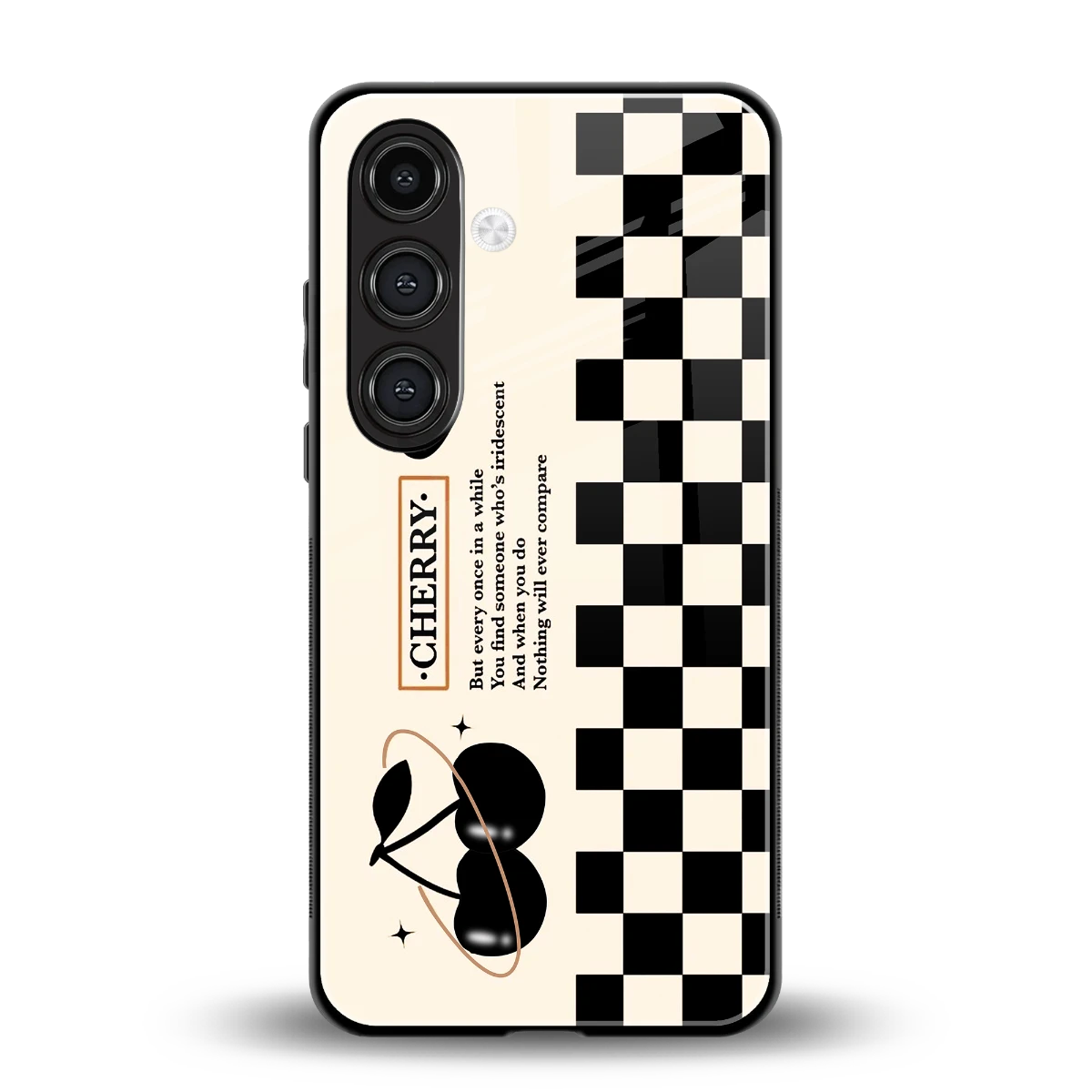 Cherry Checkered back phone cover | glass case for samsung galaxy s24