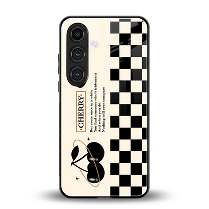 Cherry Checkered back phone cover | glass case for samsung galaxy s24