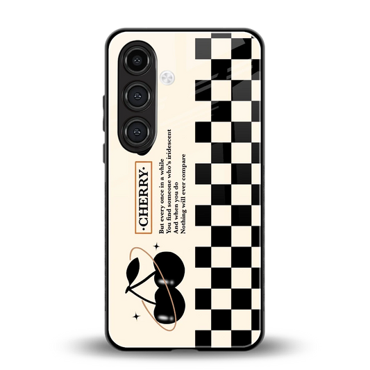 Cherry Checkered back phone cover | glass case for samsung galaxy s24