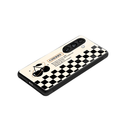 Cherry Checkered stylish phone case for samsung galaxy s24 | glossy glass and slim fit