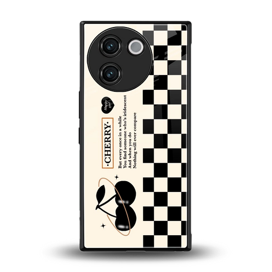Cherry Checkered back phone cover | glass case for vivo v30e