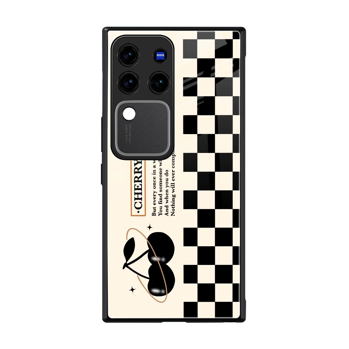 Cherry Checkered back phone cover | glass case forvivo v30 pro