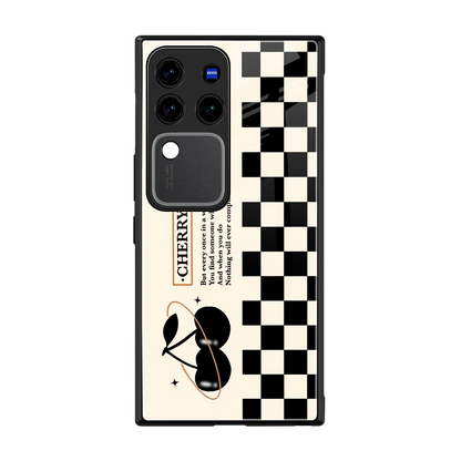 Cherry Checkered back phone cover | glass case forvivo v30 pro
