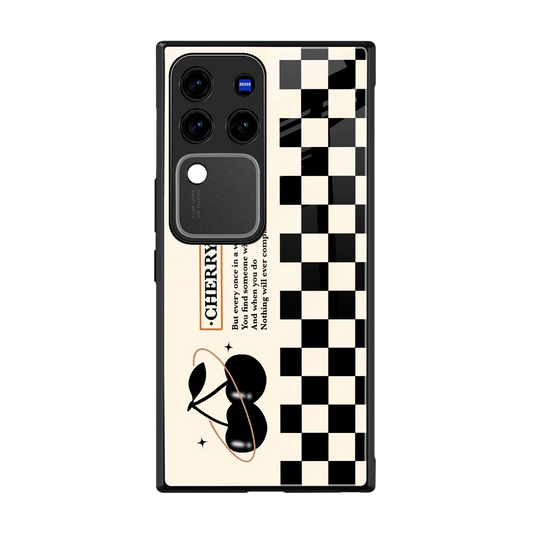 Cherry Checkered back phone cover | glass case forvivo v30 pro