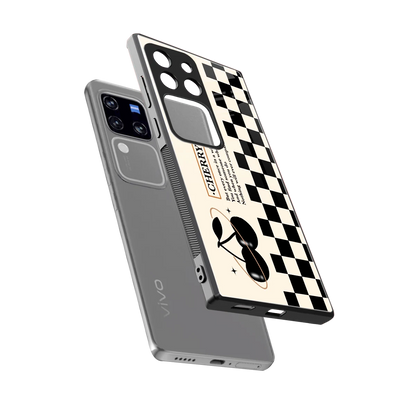 Cherry Checkered sleekvivo v30 pro cover with tempered glass back and TPU edges
