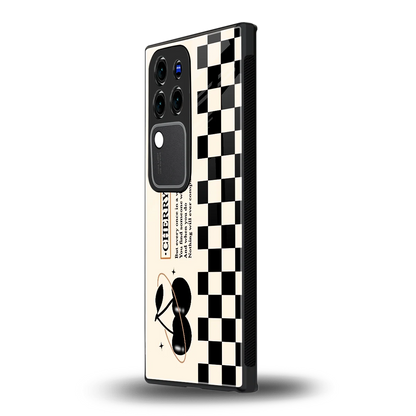 Cherry Checkeredvivo v30 pro mobile cover | shockproof glass phone case