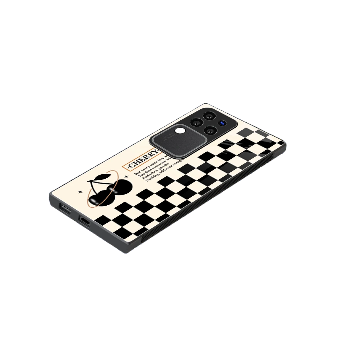 Cherry Checkered stylish phone case forvivo v30 pro | glossy glass and slim fit