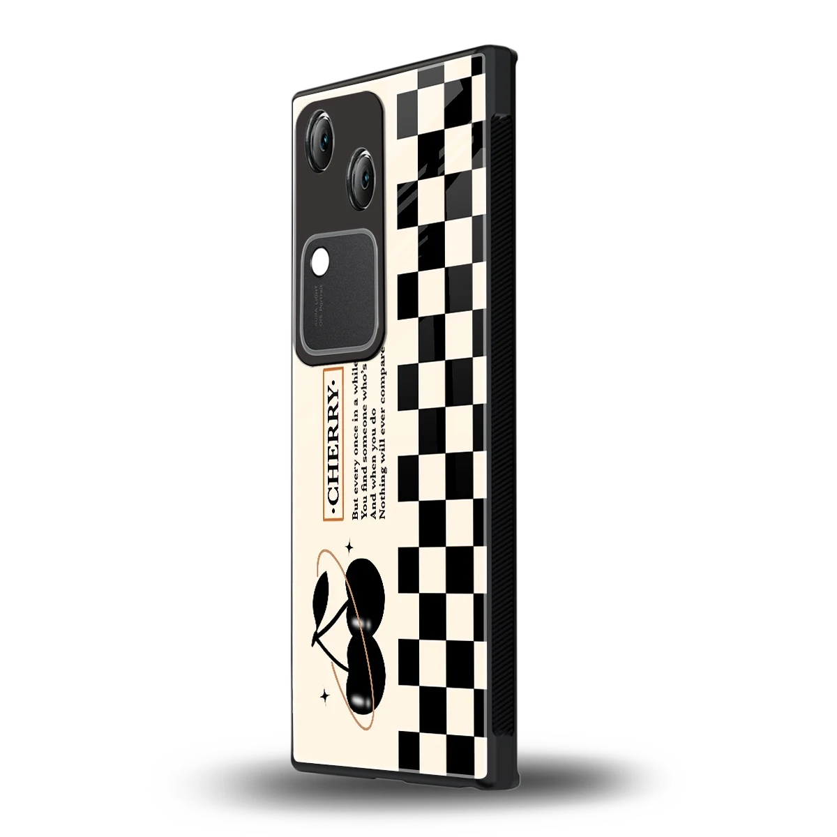 Cherry Checkered vivo v30 mobile cover | shockproof glass phone case