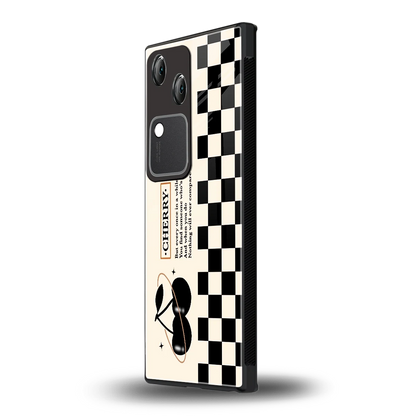 Cherry Checkered vivo v30 mobile cover | shockproof glass phone case