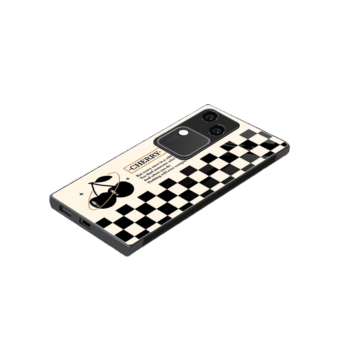 Cherry Checkered stylish phone case for vivo v30 | glossy glass and slim fit