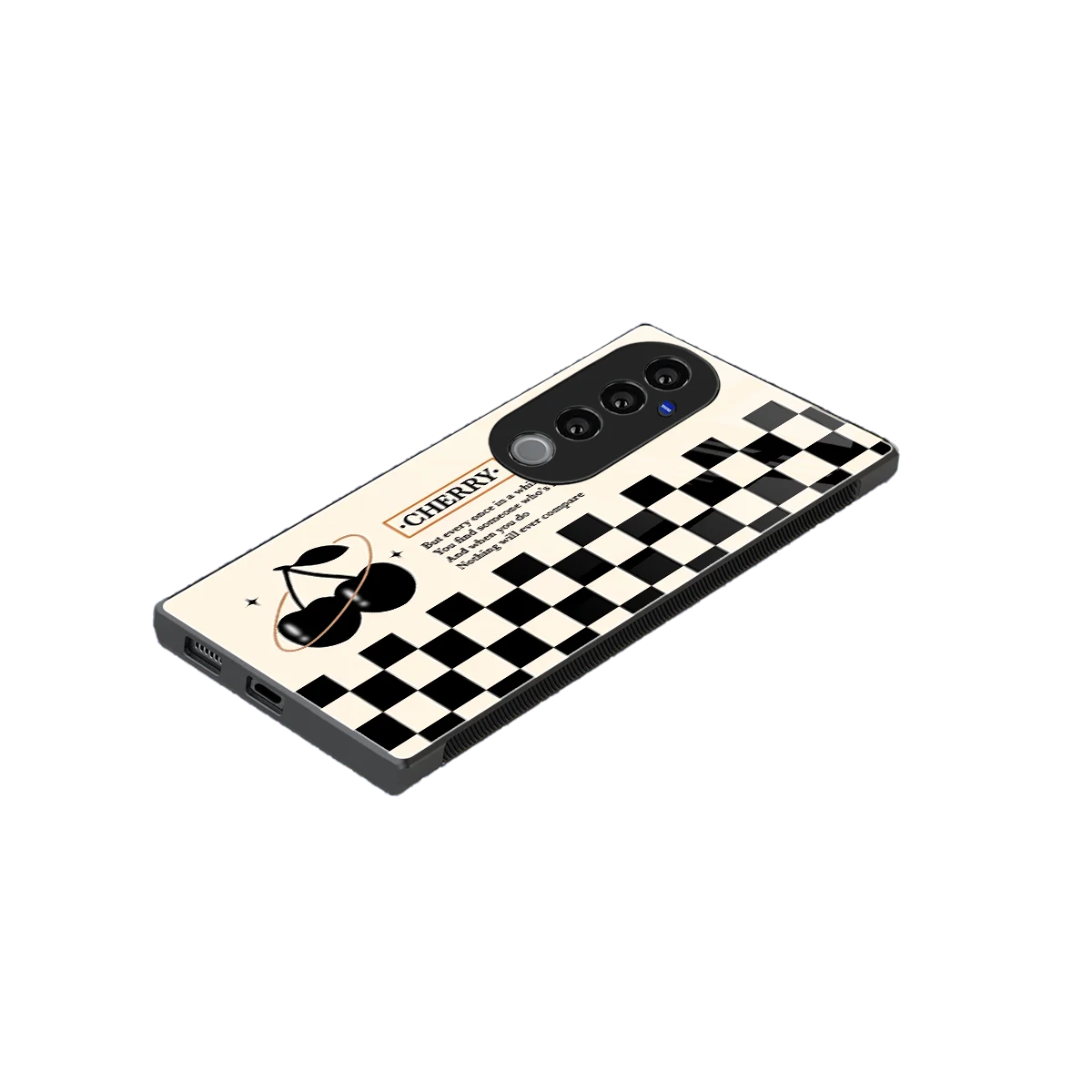 Cherry Checkered stylish phone case for vivo v40 pro | glossy glass and slim fit