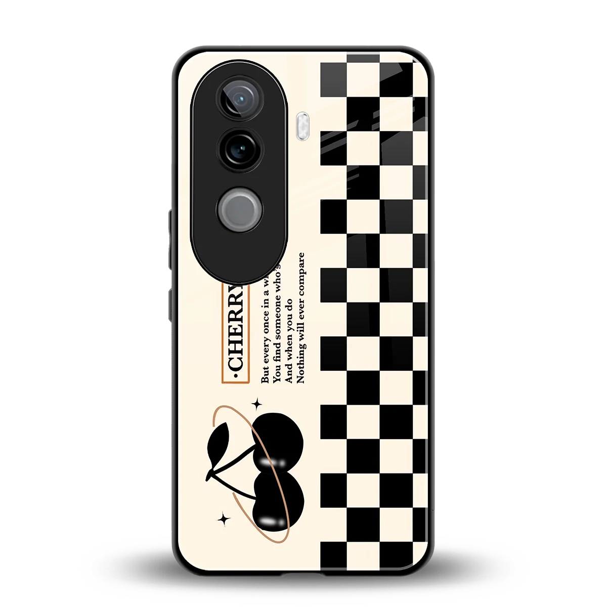 Cherry Checkered back phone cover | glass case for vivo v40e