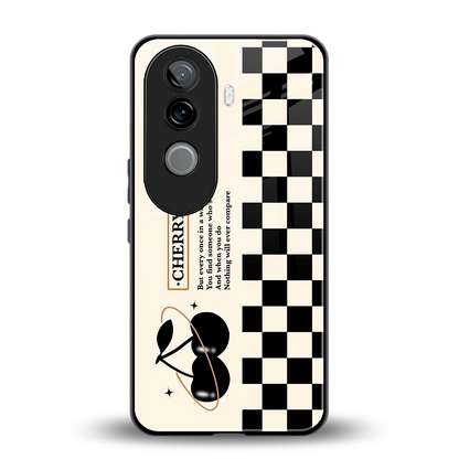 Cherry Checkered back phone cover | glass case for vivo v40e