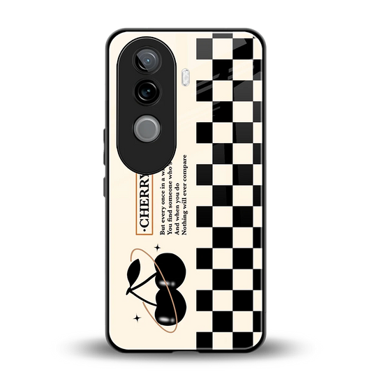 Cherry Checkered back phone cover | glass case for vivo v40e