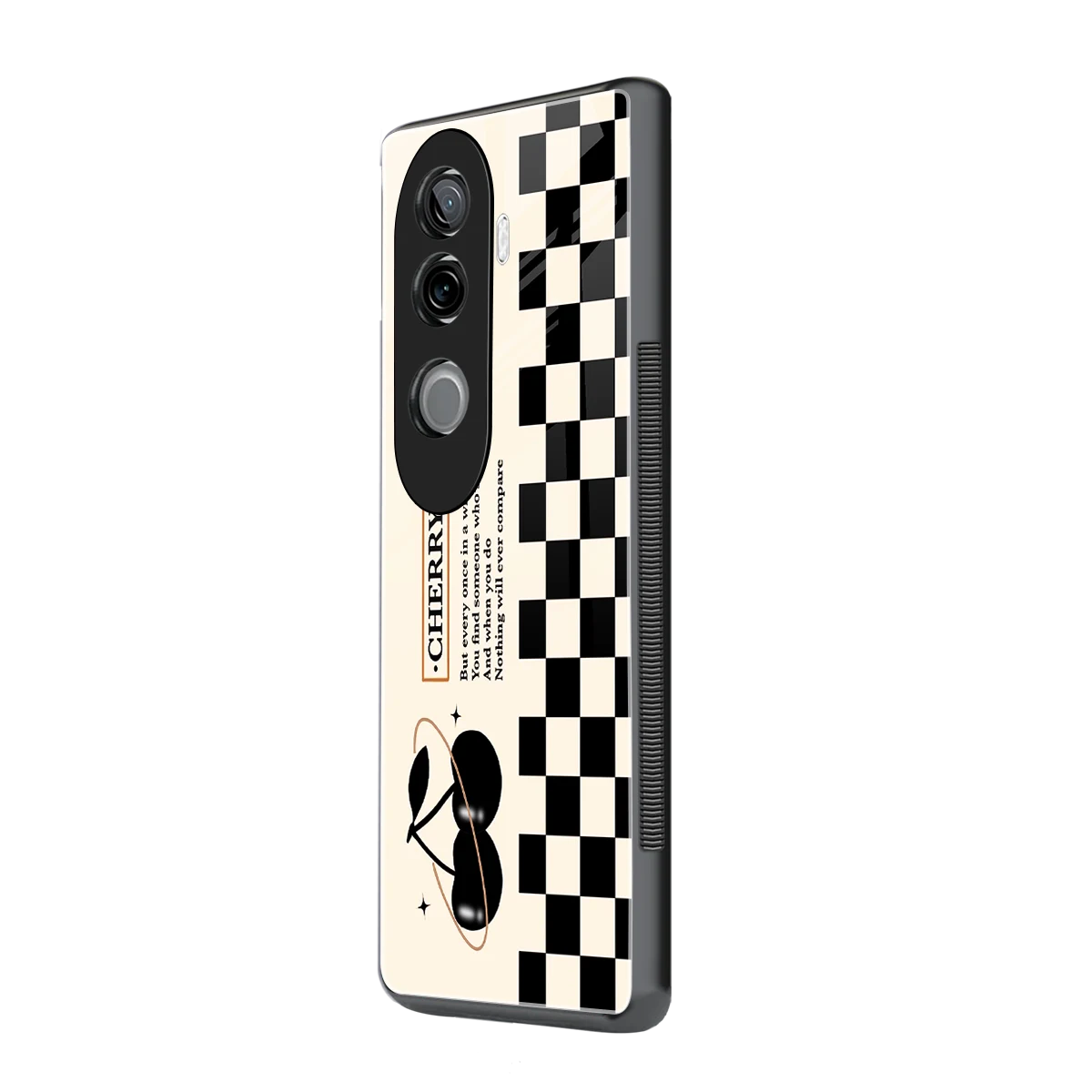 Cherry Checkered vivo v40e mobile cover | shockproof glass phone case