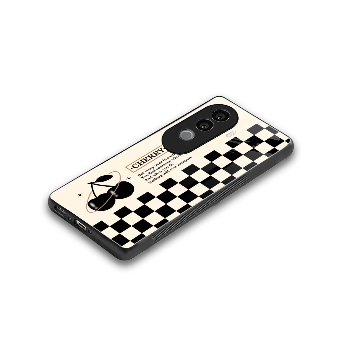 Cherry Checkered stylish phone case for vivo v40e | glossy glass and slim fit