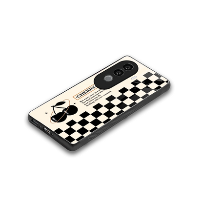 Cherry Checkered stylish phone case for vivo v40e | glossy glass and slim fit